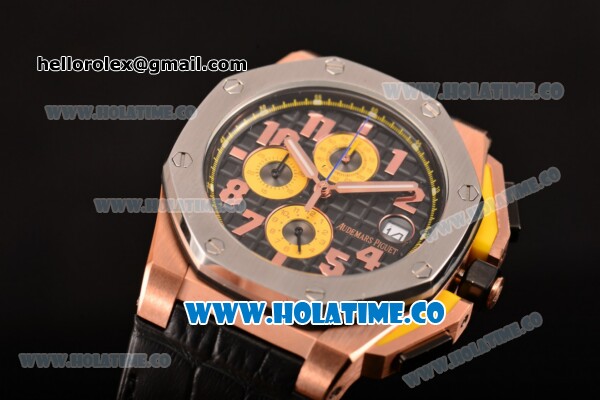Audemars Piguet Royal Oak Offshore Chrono Miyota OS10 Quartz Rose Gold Case with Steel Bezel Arabic Numeral Markers and Black Dial - Click Image to Close